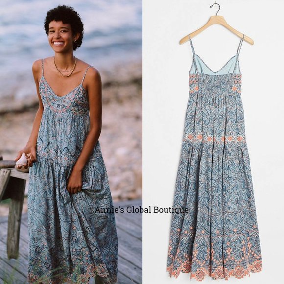 Anthropologie Dresses & Skirts - RARE NWT ANTHROPOLOGIE Jessa Embroidered Smocked Maxi Dress. Size 0P